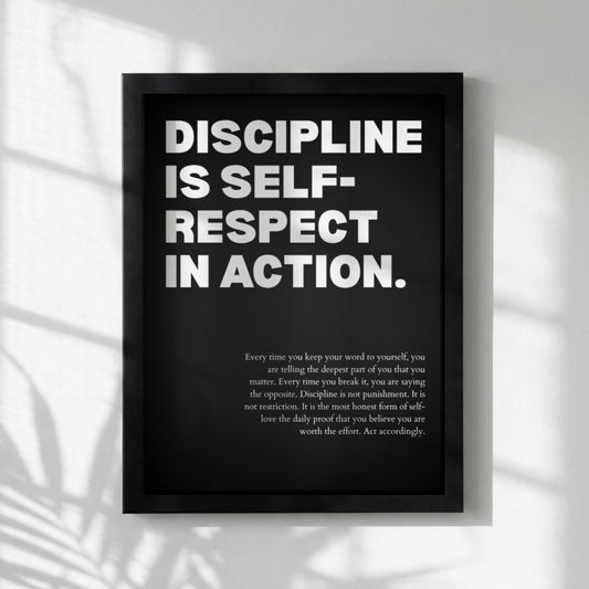 Discipline Is Self-Respect in Action Poster | Powerful Motivational Wall Art | Inspirational Success Quote | Modern Office Decor