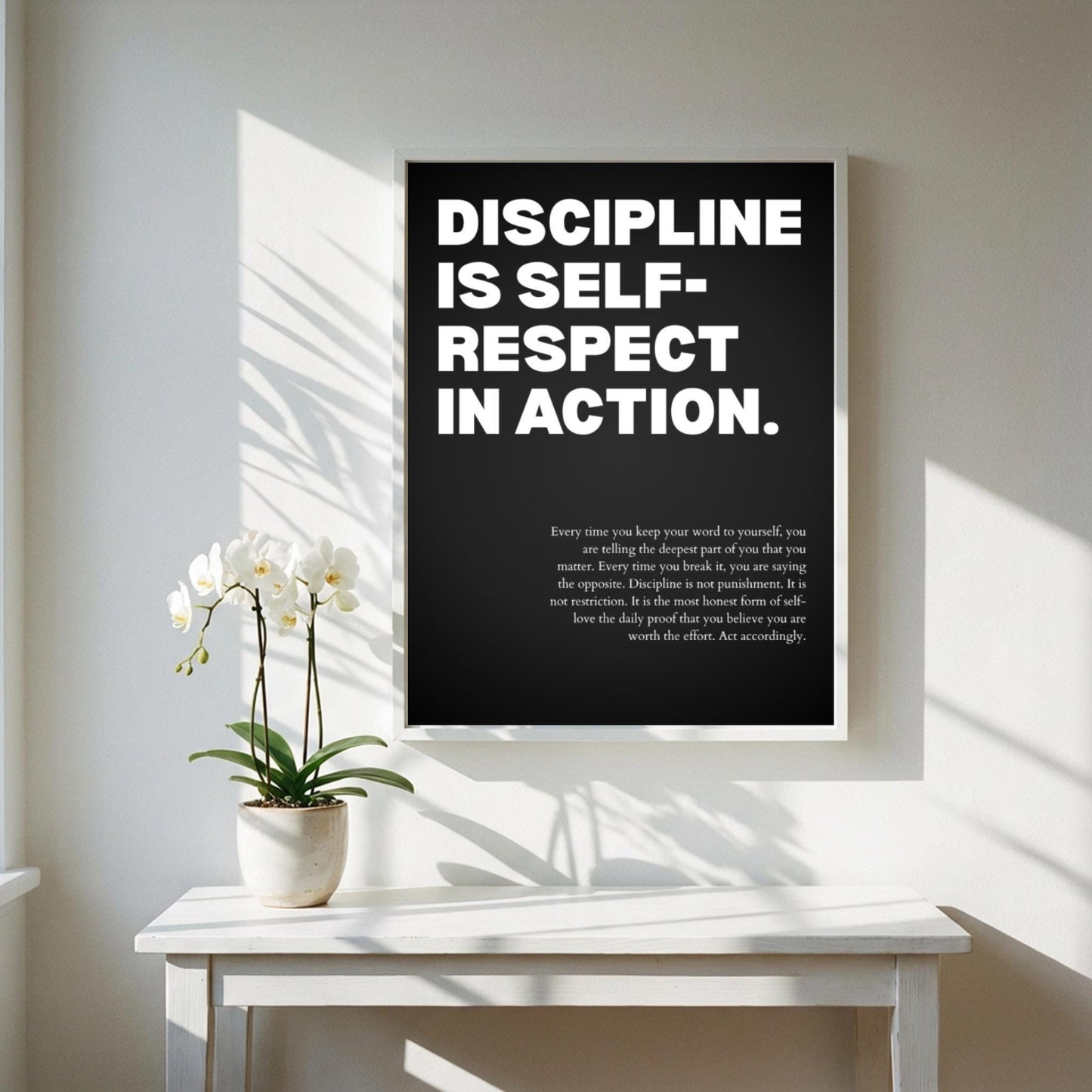 Discipline Is Self-Respect in Action Poster | Powerful Motivational Wall Art | Inspirational Success Quote | Modern Office Decor