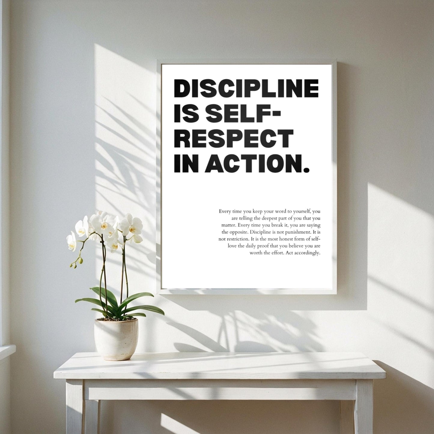 Discipline Is Who You Are When No One Is Watching Poster | Powerful Motivational Art | Inspirational Success Quote | Modern Office Decor