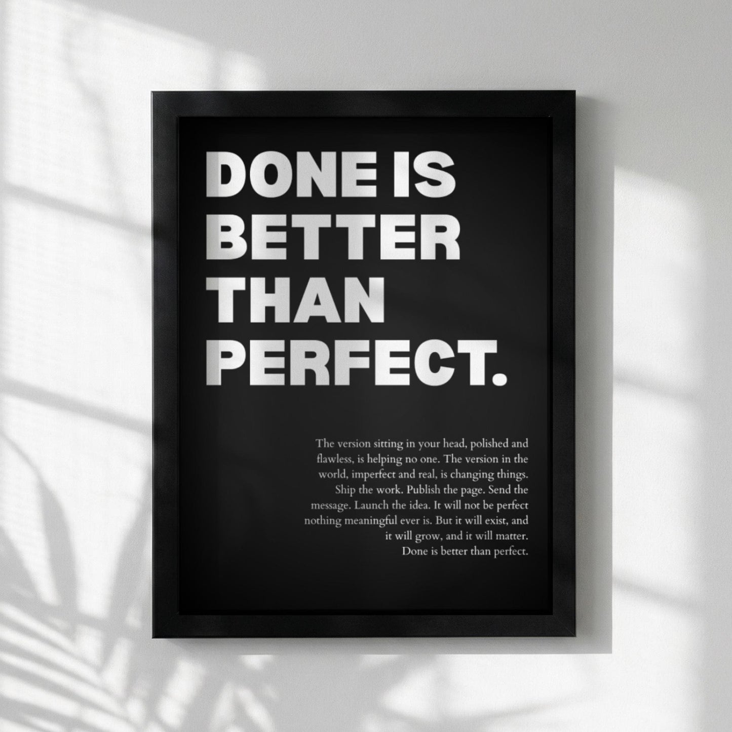 Done Is Better Than Perfect Poster | Powerful Motivational Wall Art | Inspirational Success Quote | Modern Office Decor
