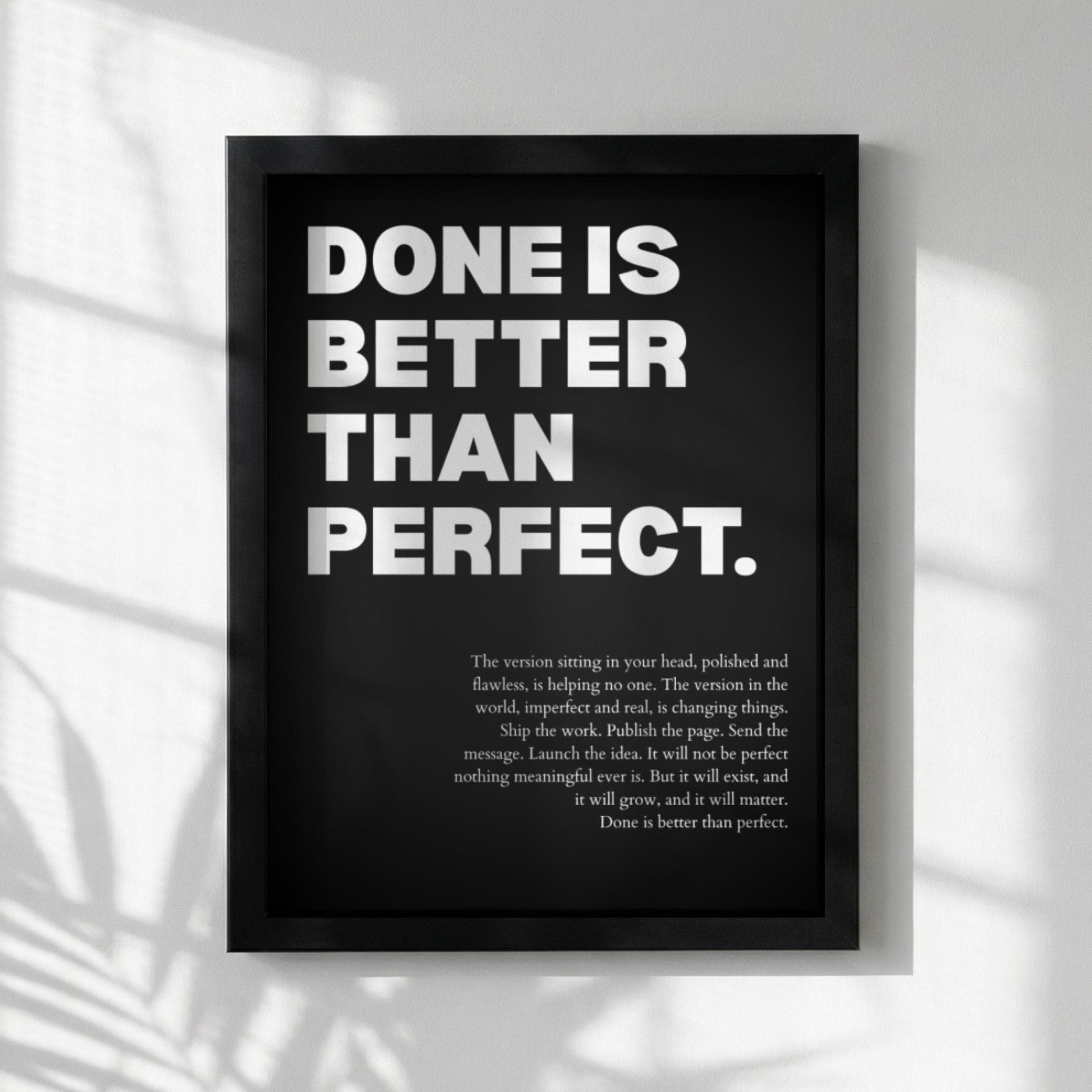 Done Is Better Than Perfect Poster | Powerful Motivational Wall Art | Inspirational Success Quote | Modern Office Decor