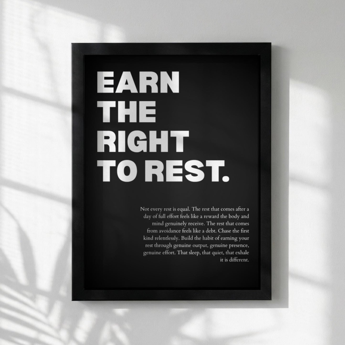 Earn the Right to Rest Poster | Powerful Motivational Wall Art | Inspirational Success Quote | Modern Office Decor