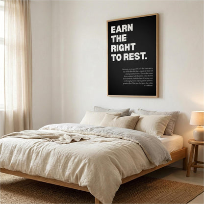 Earn the Right to Rest Poster | Powerful Motivational Wall Art | Inspirational Success Quote | Modern Office Decor
