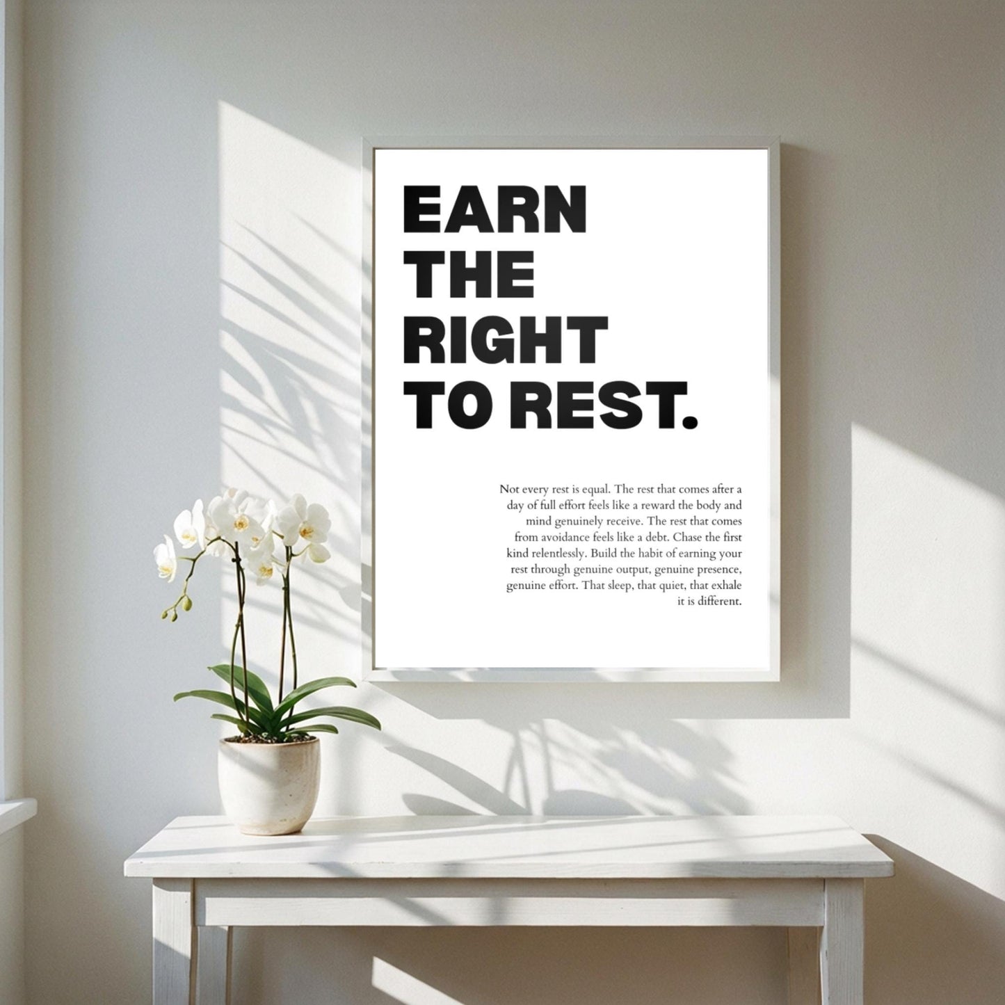 Earn the Right to Rest Poster | Powerful Motivational Wall Art | Inspirational Success Quote | Modern Office Decor