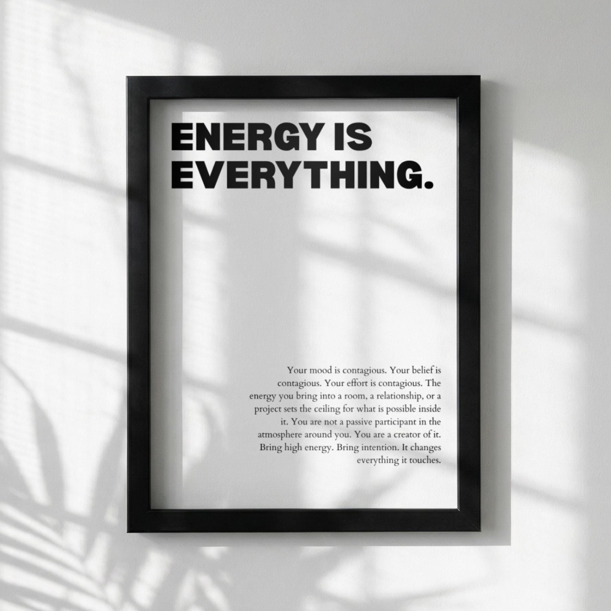 Energy Is Everything Poster | Powerful Motivational Wall Art | Inspirational Success Quote | Modern Office Decor