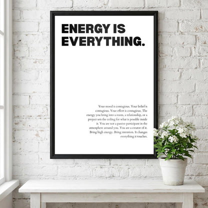 Energy Is Everything Poster | Powerful Motivational Wall Art | Inspirational Success Quote | Modern Office Decor