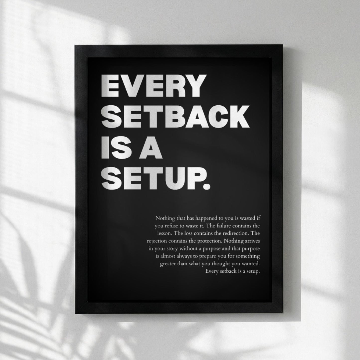 Every Setback Is A Setup Poster | Powerful Motivational Wall Art | Inspirational Success Quote | Modern Office Decor