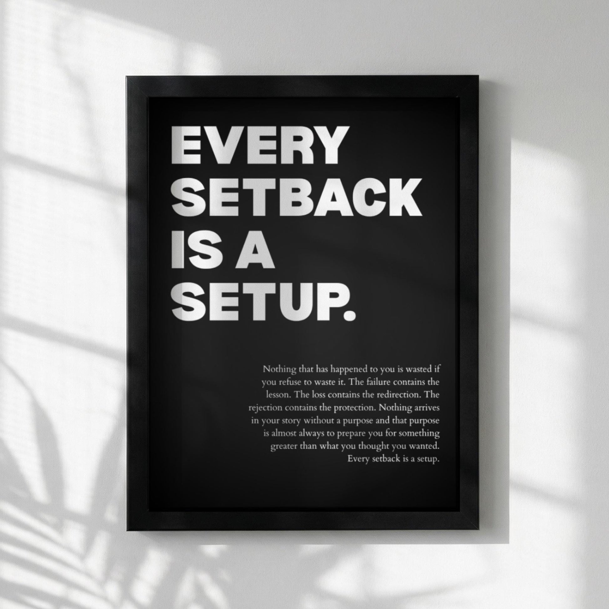 Every Setback Is A Setup Poster | Powerful Motivational Wall Art | Inspirational Success Quote | Modern Office Decor