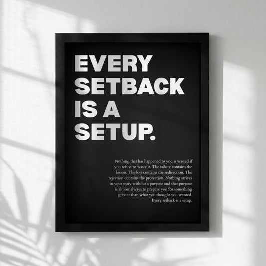Every Setback Is A Setup Poster | Powerful Motivational Wall Art | Inspirational Success Quote | Modern Office Decor