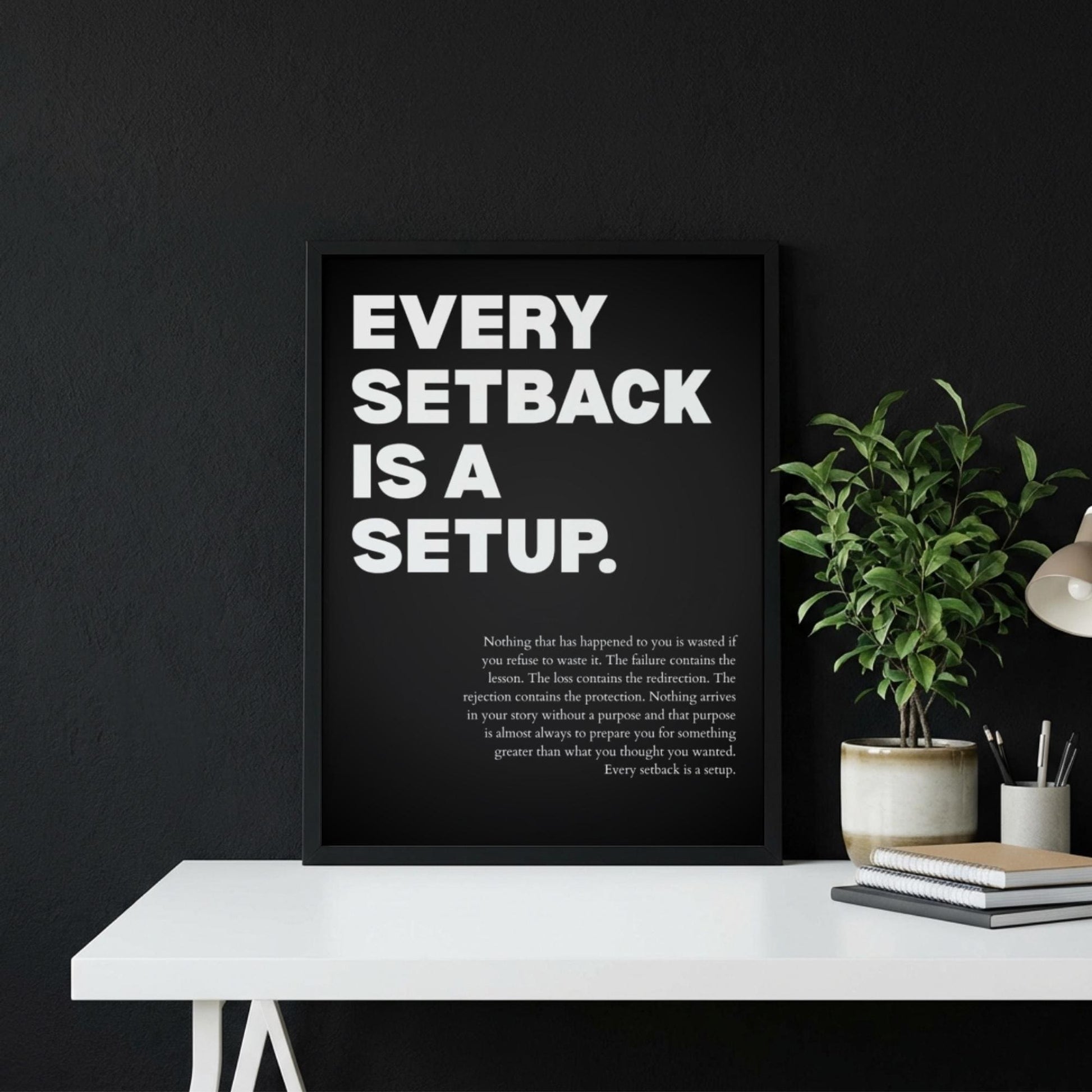 Every Setback Is A Setup Poster | Powerful Motivational Wall Art | Inspirational Success Quote | Modern Office Decor