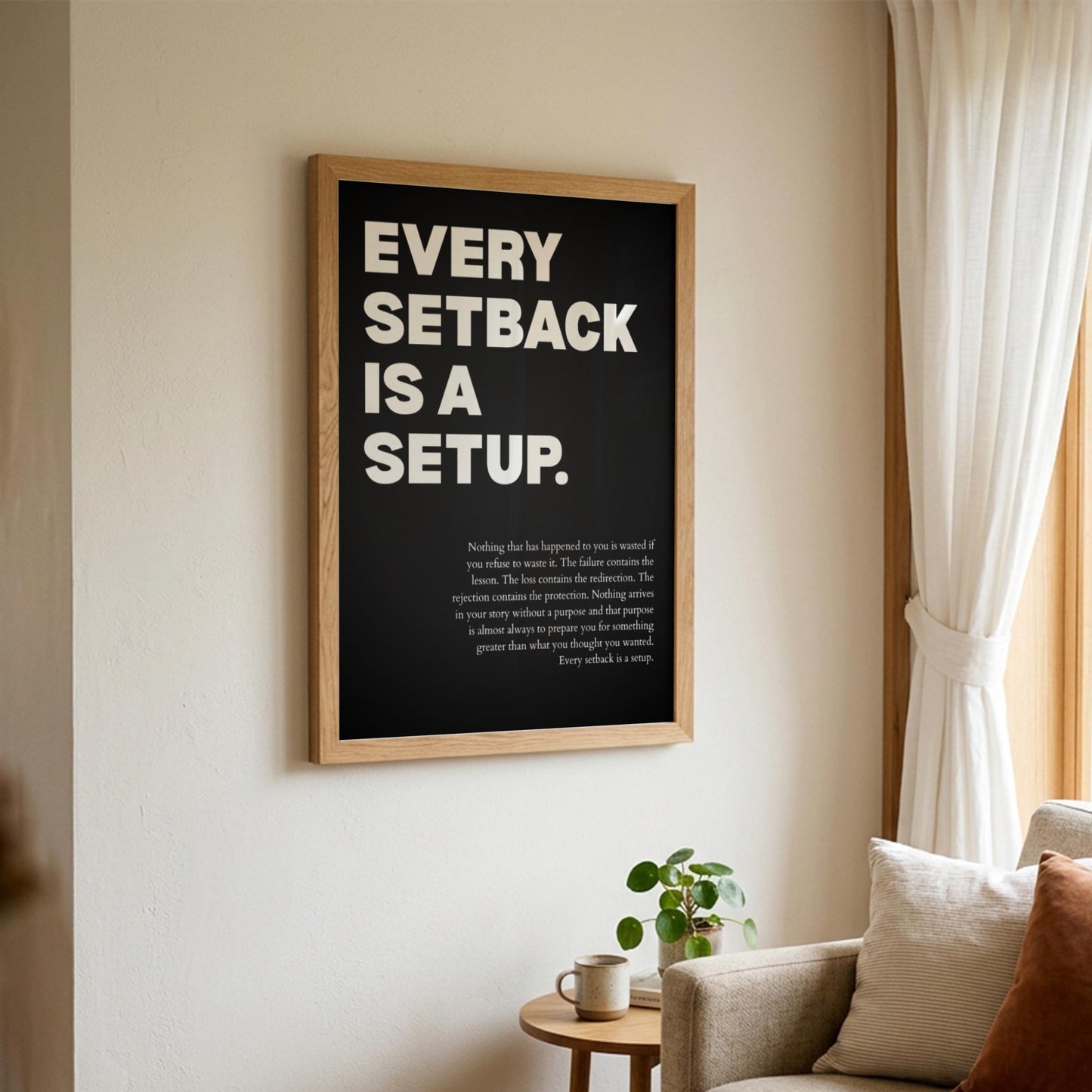 Every Setback Is A Setup Poster | Powerful Motivational Wall Art | Inspirational Success Quote | Modern Office Decor