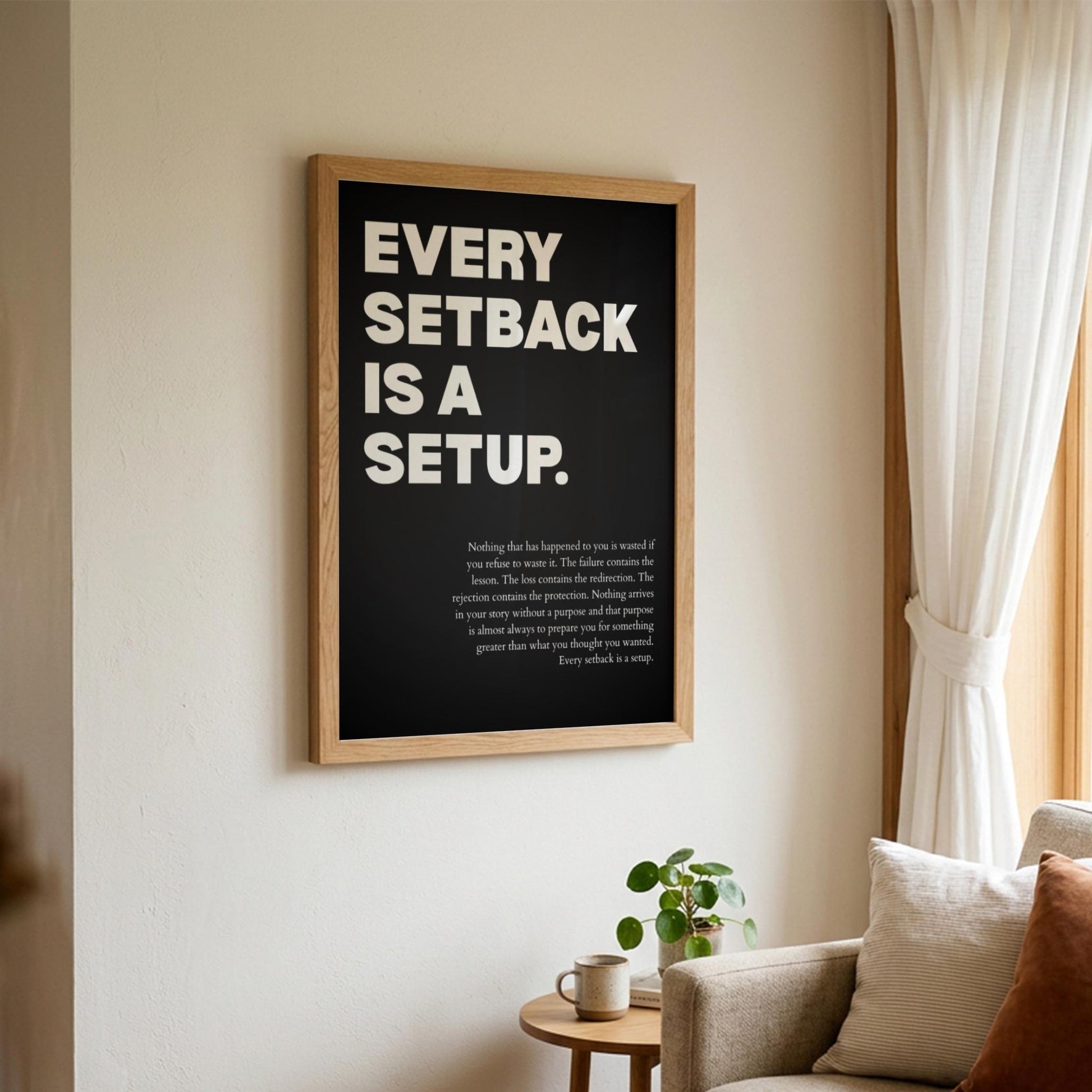 Every Setback Is A Setup Poster | Powerful Motivational Wall Art | Inspirational Success Quote | Modern Office Decor