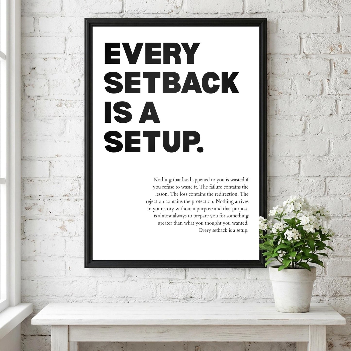 Every Setback Is A Setup Poster | Powerful Motivational Wall Art | Inspirational Success Quote | Modern Office Decor