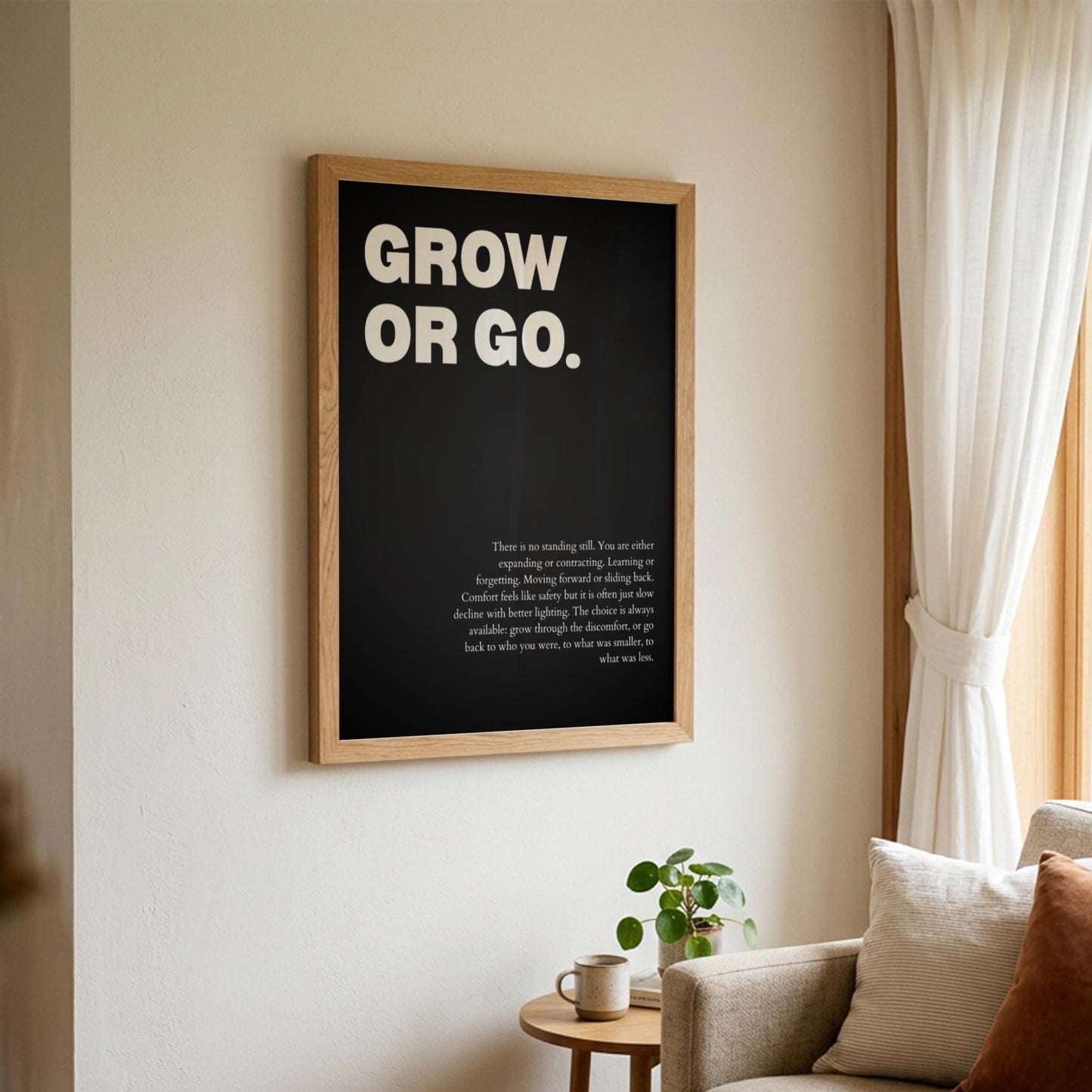 Grow Or Go Poster | Powerful Motivational Wall Art | Inspirational Success Quote | Modern Office Decor