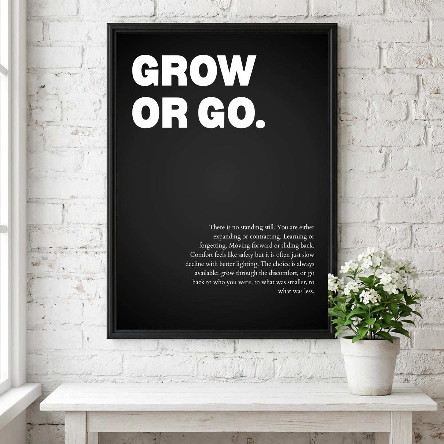 Grow Or Go Poster | Powerful Motivational Wall Art | Inspirational Success Quote | Modern Office Decor