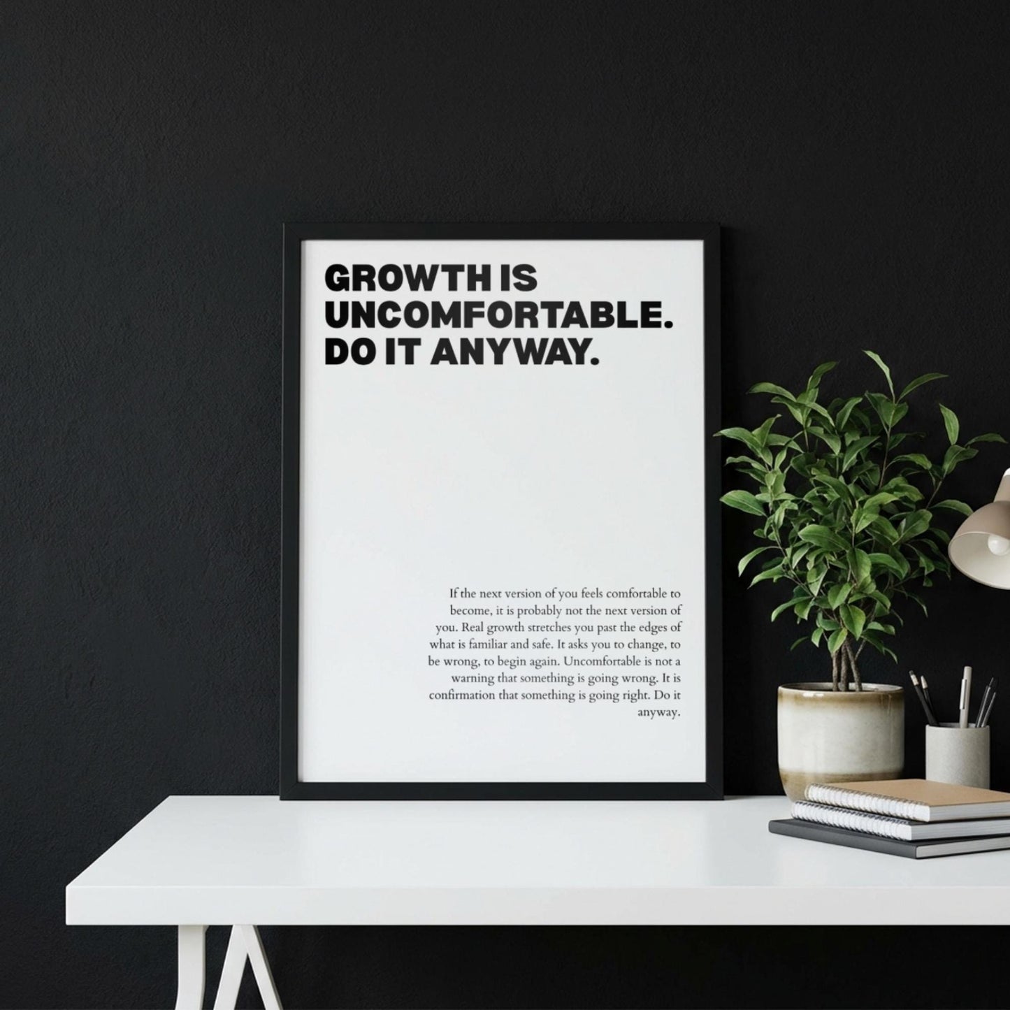 Growth Is Uncomfortable Do It Anyway Poster | Powerful Motivational Wall Art | Success Quote | Modern Office Decor