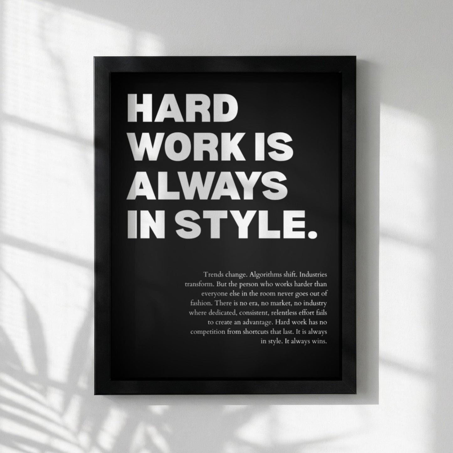 Hard Work Is Always In Style Poster | Powerful Motivational Wall Art | Inspirational Success Quote | Modern Office Decor
