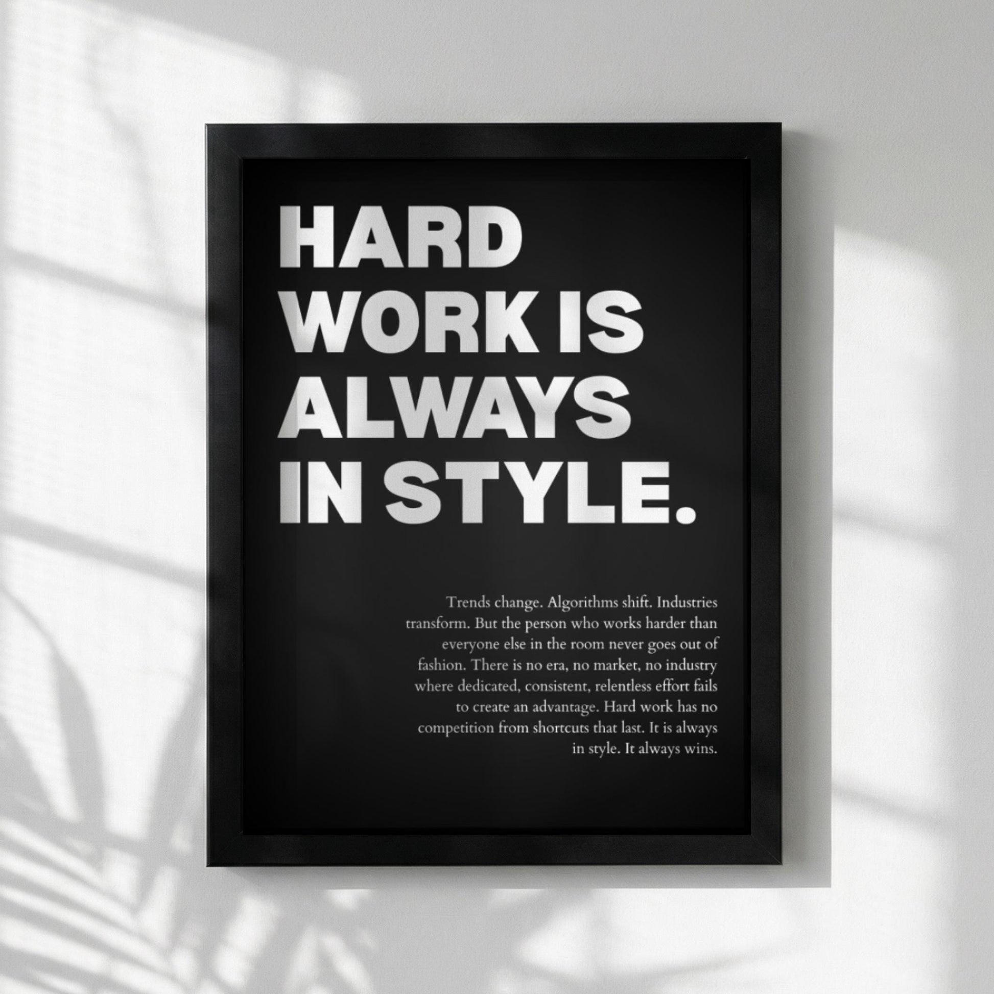 Hard Work Is Always In Style Poster | Powerful Motivational Wall Art | Inspirational Success Quote | Modern Office Decor