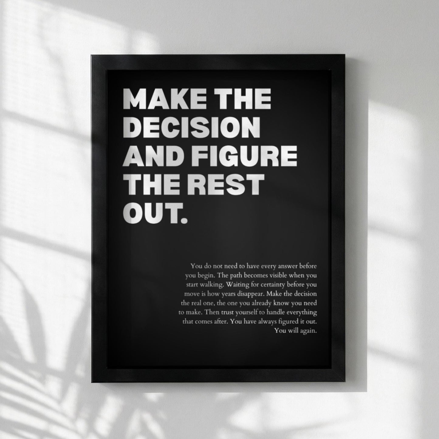 Make The Decision And Figure The Rest Out Poster | Powerful Motivational Wall Art | Success Quote | Modern Office Decor