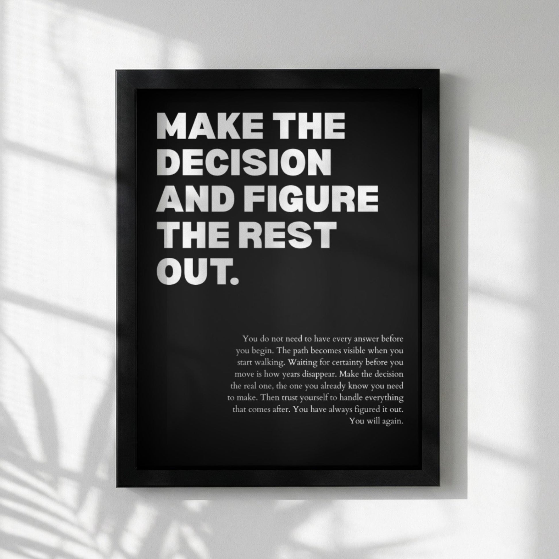 Make The Decision And Figure The Rest Out Poster | Powerful Motivational Wall Art | Success Quote | Modern Office Decor