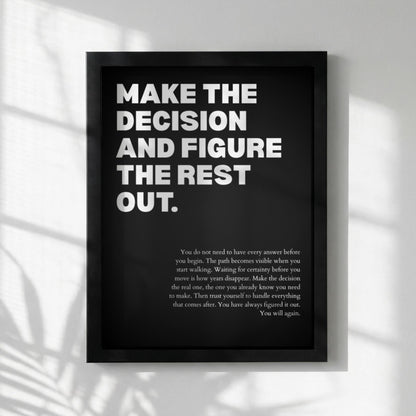 Make The Decision And Figure The Rest Out Poster | Powerful Motivational Wall Art | Success Quote | Modern Office Decor