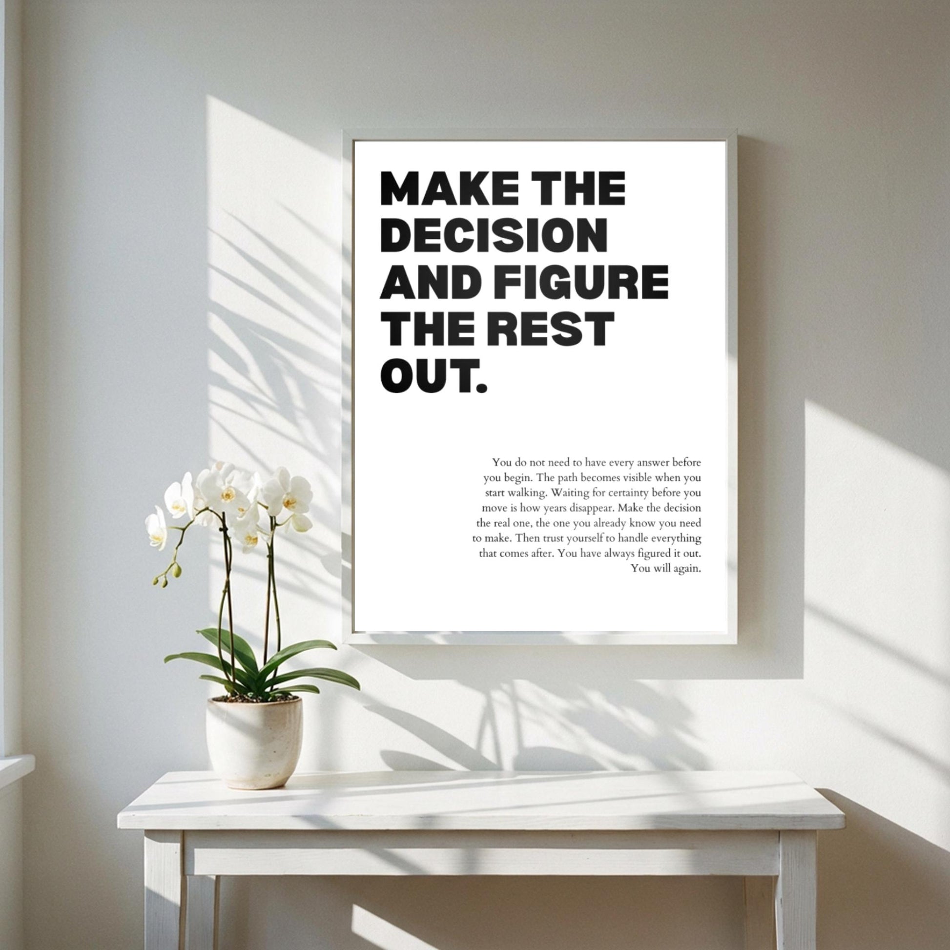 Make The Decision And Figure The Rest Out Poster | Powerful Motivational Wall Art | Success Quote | Modern Office Decor