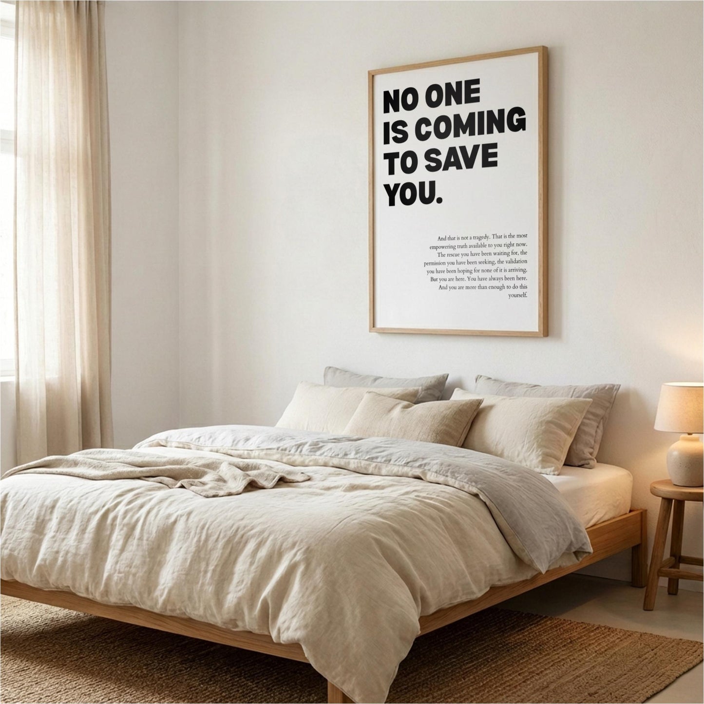 No One Is Coming To Save You Poster | Powerful Motivational Wall Art | Success Quote | Modern Office Decor