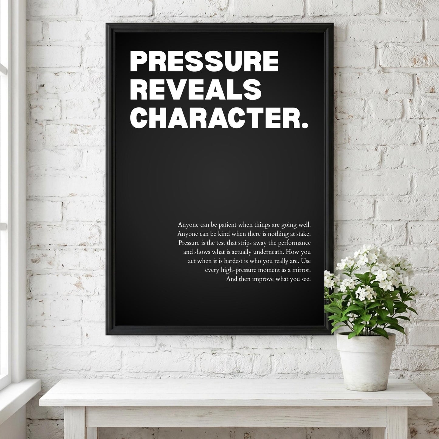 Pressure Reveals Character Poster | Powerful Motivational Wall Art | Success Quote | Modern Office Decor