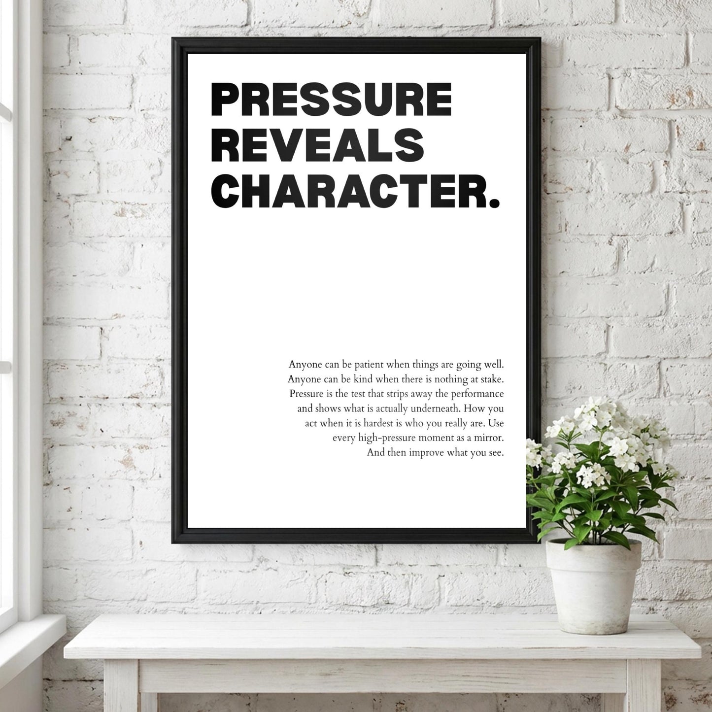 Pressure Reveals Character Poster | Powerful Motivational Wall Art | Success Quote | Modern Office Decor