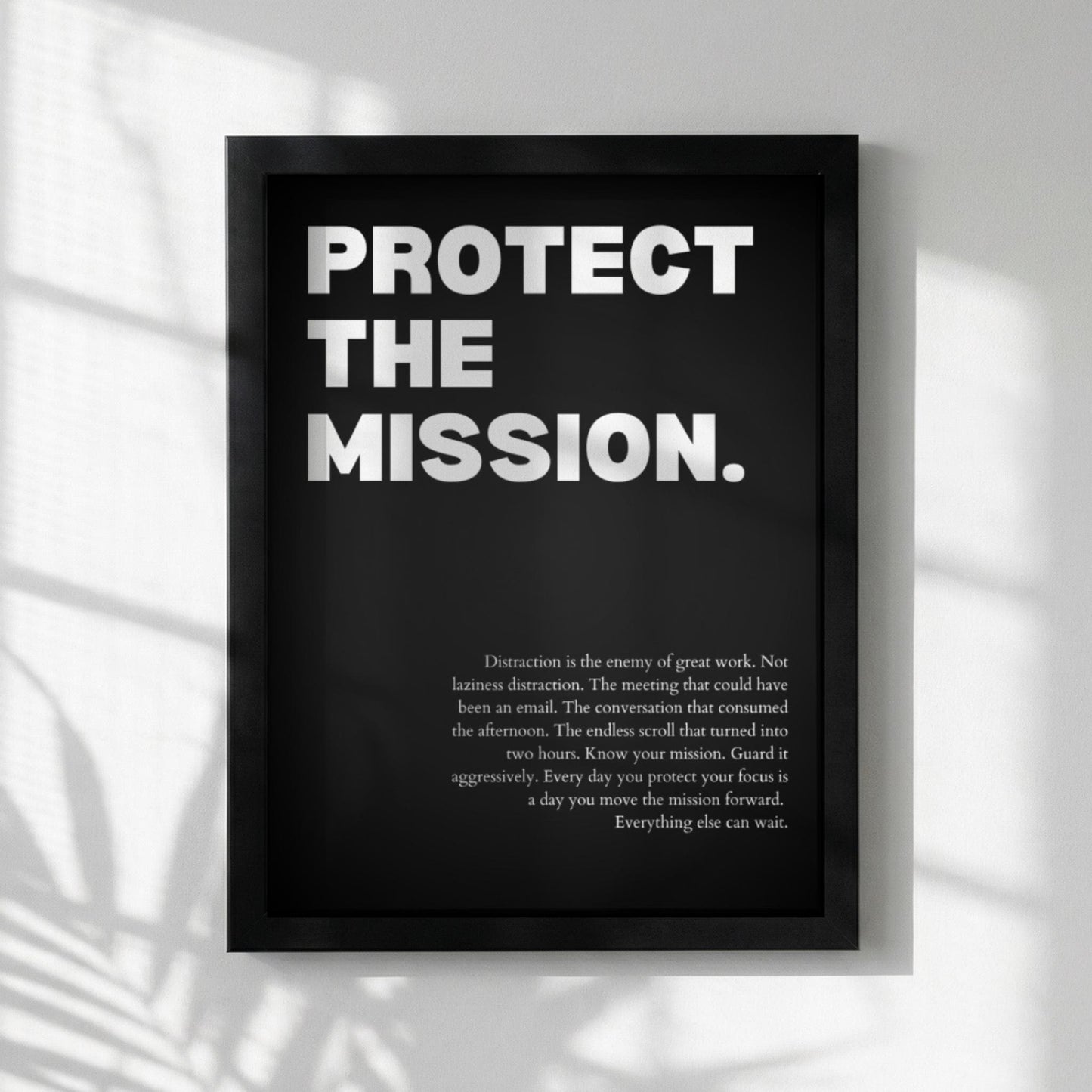 Protect The Mission Poster | Powerful Motivational Wall Art | Success Quote | Modern Office Decor