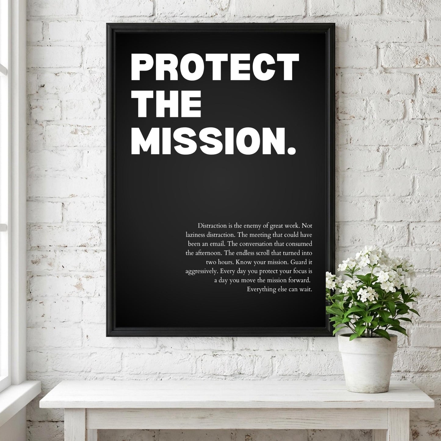Protect The Mission Poster | Powerful Motivational Wall Art | Success Quote | Modern Office Decor