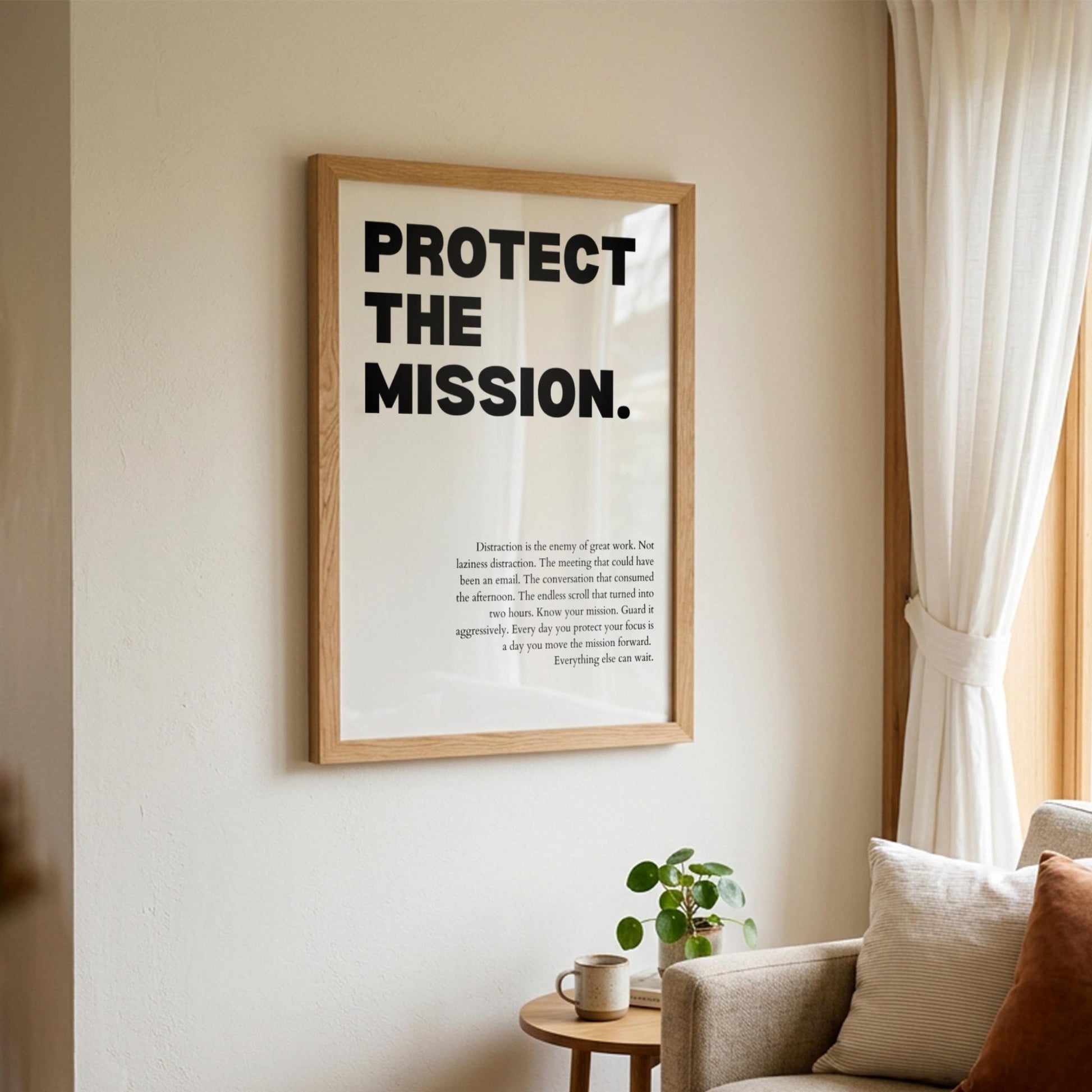 Protect The Mission Poster | Powerful Motivational Wall Art | Success Quote | Modern Office Decor