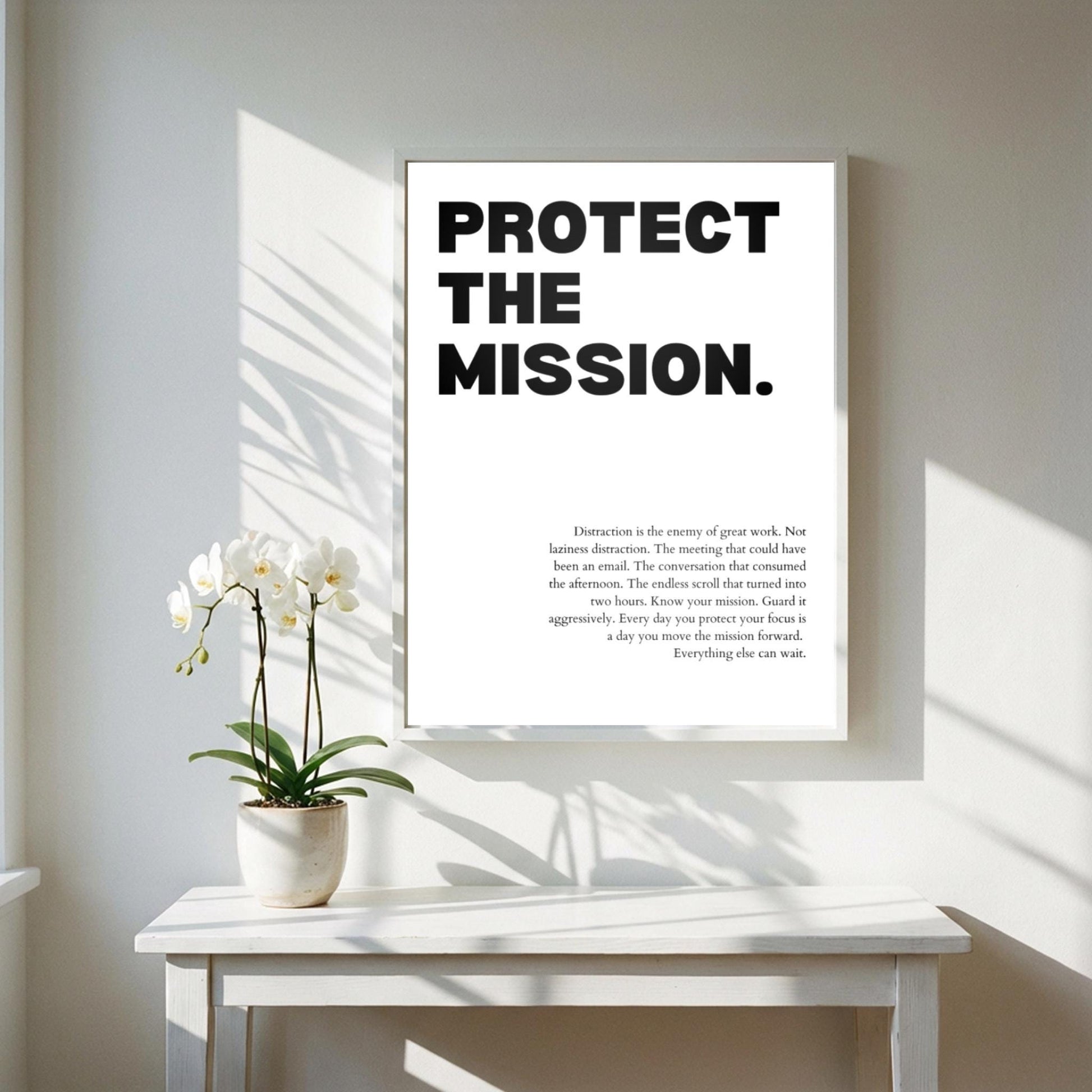Protect The Mission Poster | Powerful Motivational Wall Art | Success Quote | Modern Office Decor