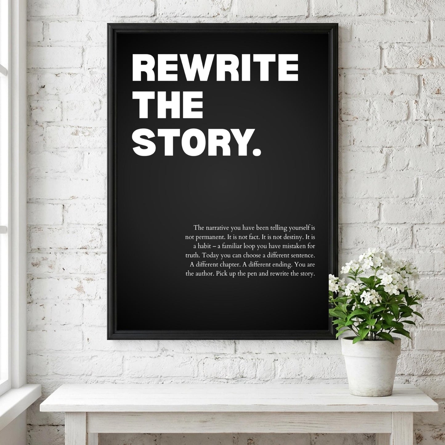 Rewrite The Story Poster | Powerful Motivational Wall Art | Success Quote | Modern Office Decor