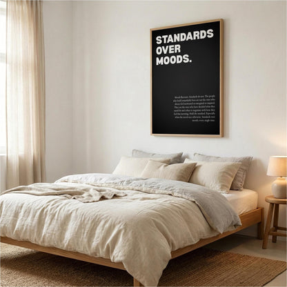 Standards Over Moods Poster | Powerful Motivational Wall Art | Success Quote | Modern Office Decor