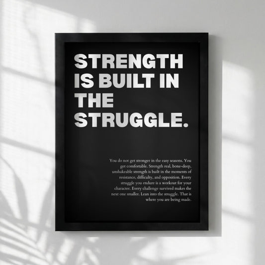 Strength Is Built In The Struggle Poster | Powerful Motivational Wall Art | Success Quote | Modern Office Decor