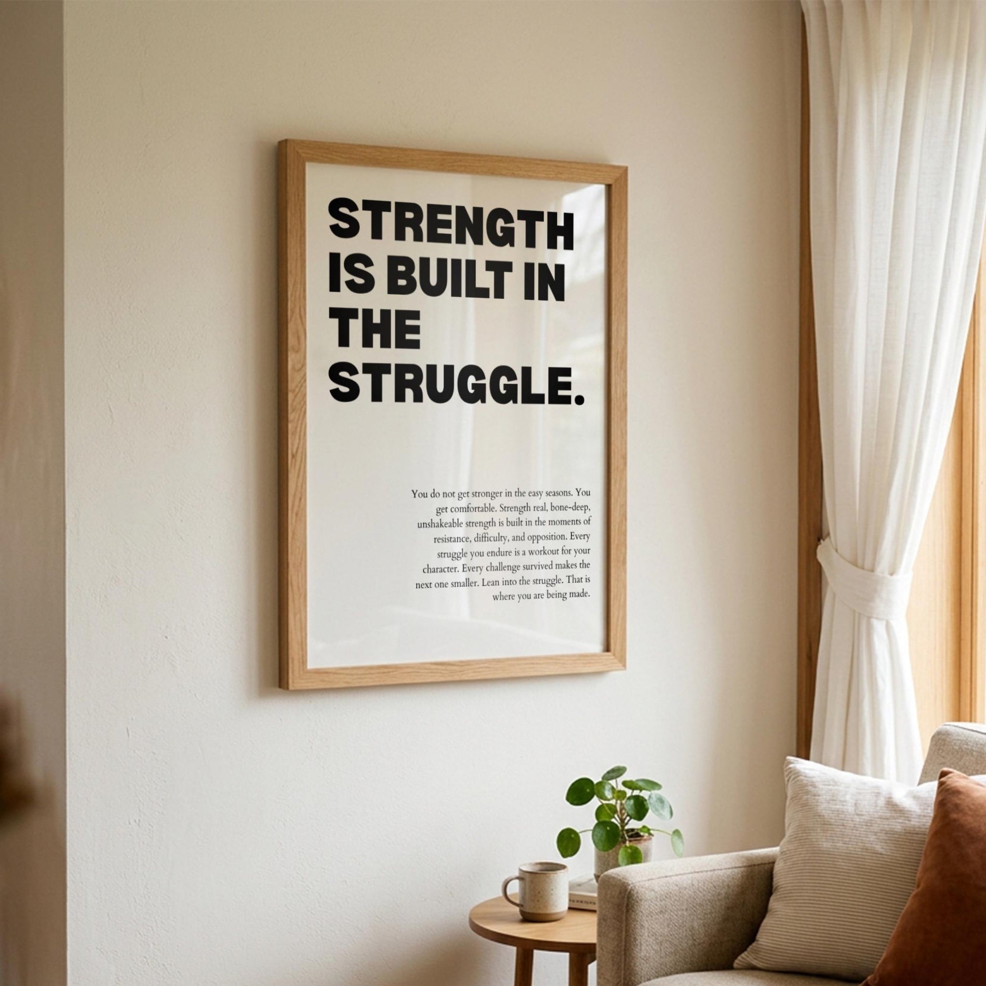 Strength Is Built In The Struggle Poster | Powerful Motivational Wall Art | Success Quote | Modern Office Decor