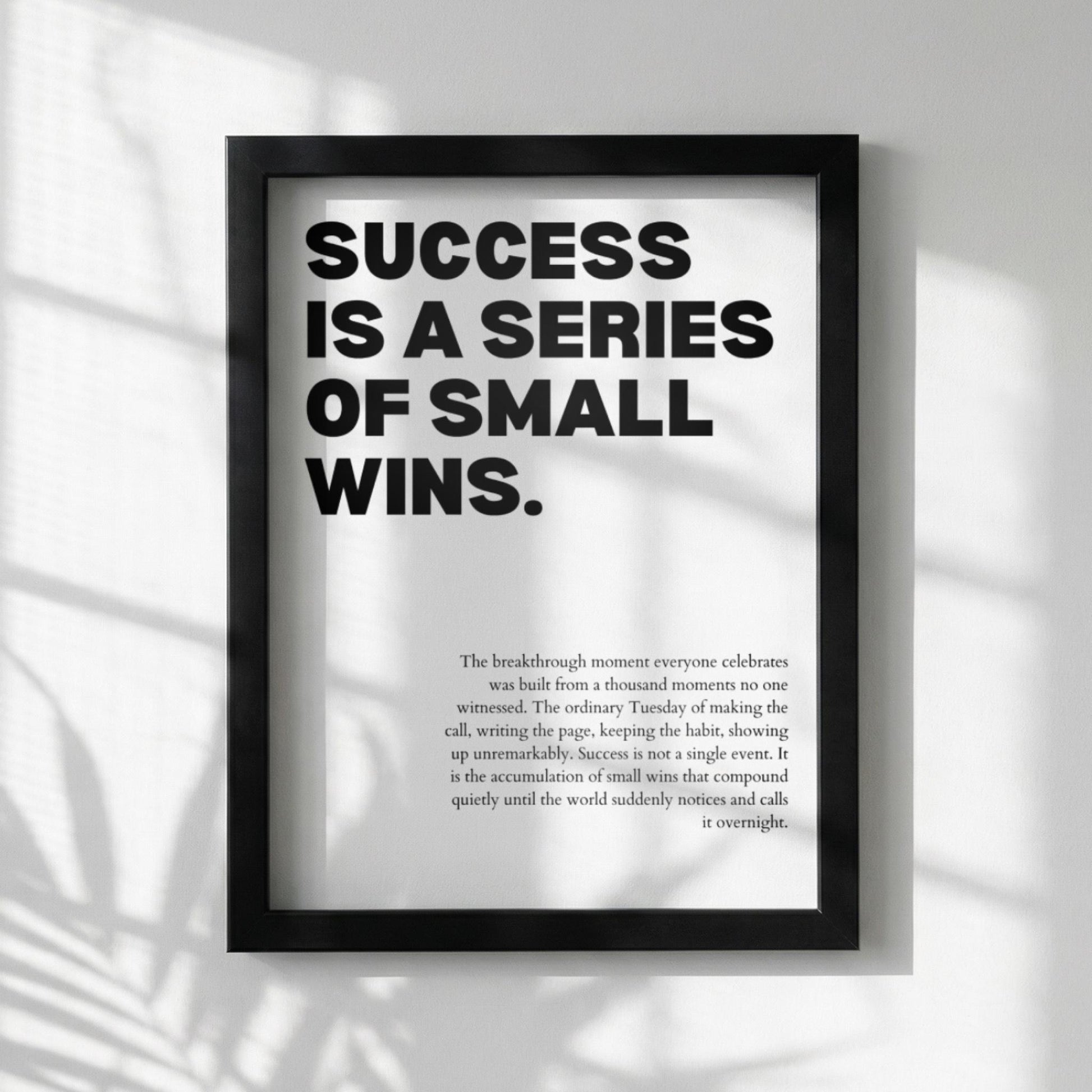 Success Is A Series Of Small Wins Poster | Powerful Motivational Wall Art | Success Quote | Modern Office Decor