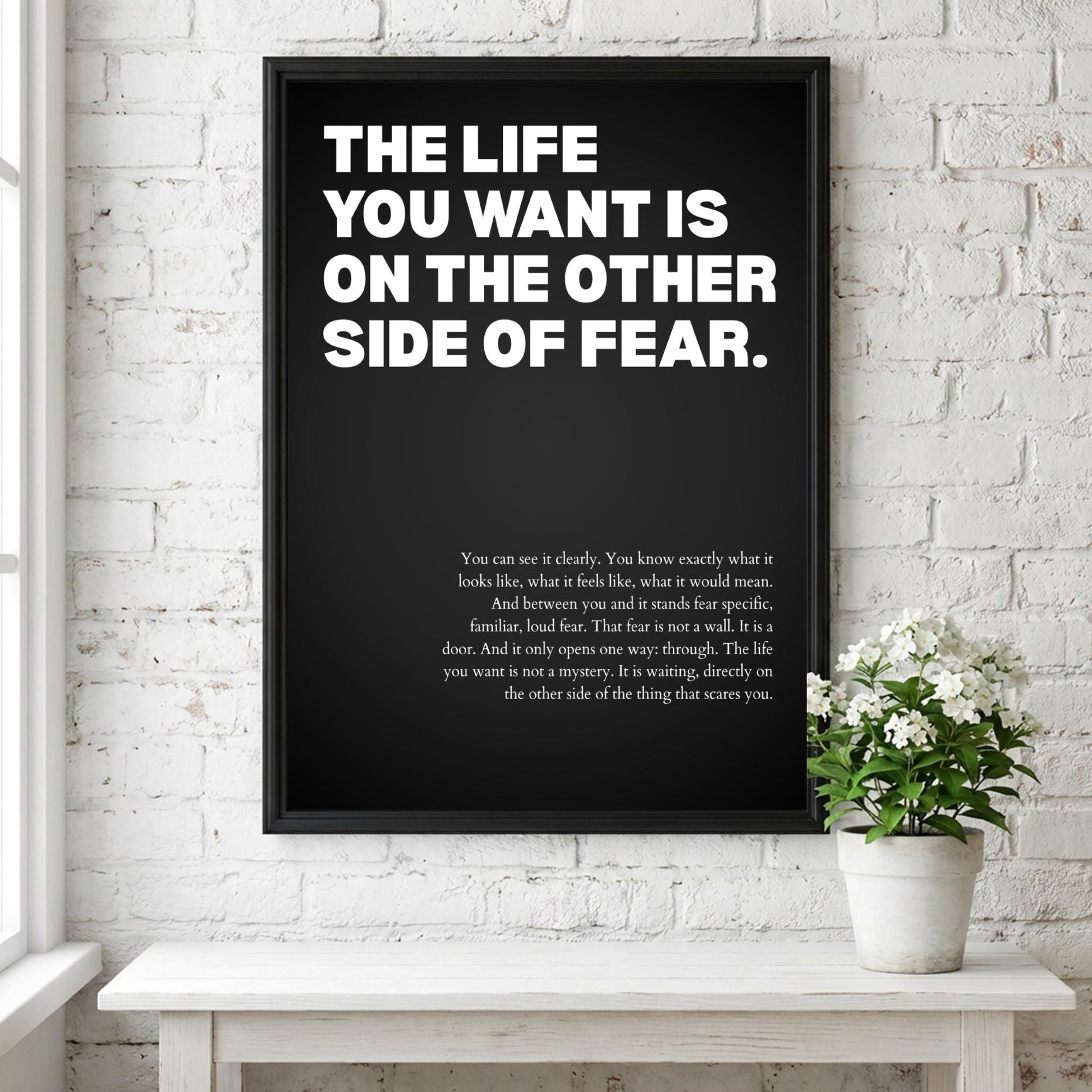 The Life You Want Is On The Other Side Of Fear Poster | Powerful Motivational Wall Art | Success Quote | Modern Office Decor