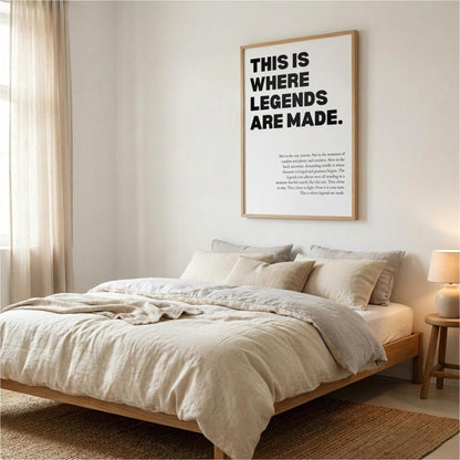 This Is Where Legends Are Made Poster | Powerful Motivational Wall Art | Success Quote | Modern Office Decor