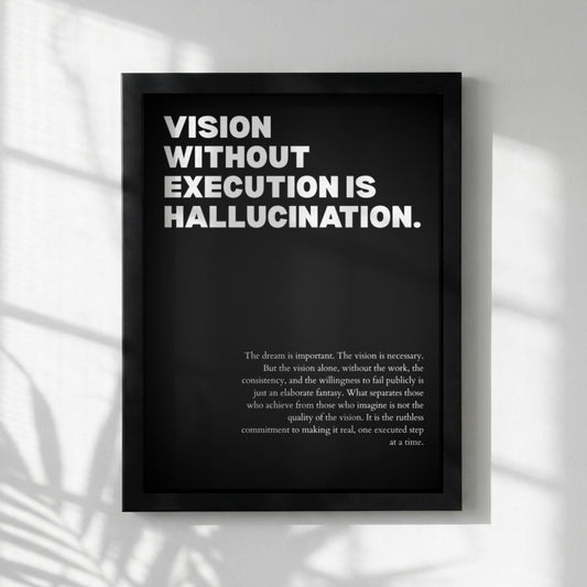 Vision Without Execution Is Hallucination Poster | Powerful Motivational Wall Art | Success Quote | Modern Office Decor