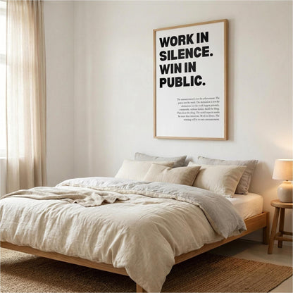 Work In Silence Win In Public Poster | Powerful Motivational Wall Art | Success Quote | Modern Office Decor