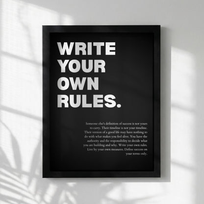 Write Your Own Rules Poster | Powerful Motivational Wall Art | Success Quote | Modern Office Decor