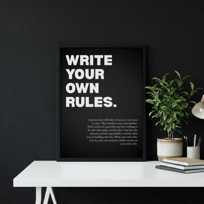 Write Your Own Rules Poster | Powerful Motivational Wall Art | Success Quote | Modern Office Decor