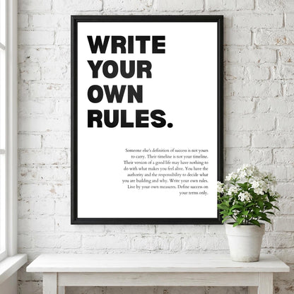 Write Your Own Rules Poster | Powerful Motivational Wall Art | Success Quote | Modern Office Decor