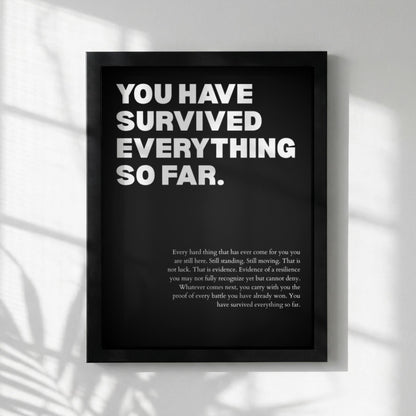 ou Have Survived Everything So Far Poster | Powerful Motivational Wall Art | Resilience Quote