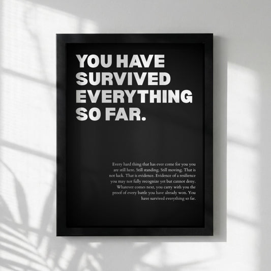 ou Have Survived Everything So Far Poster | Powerful Motivational Wall Art | Resilience Quote