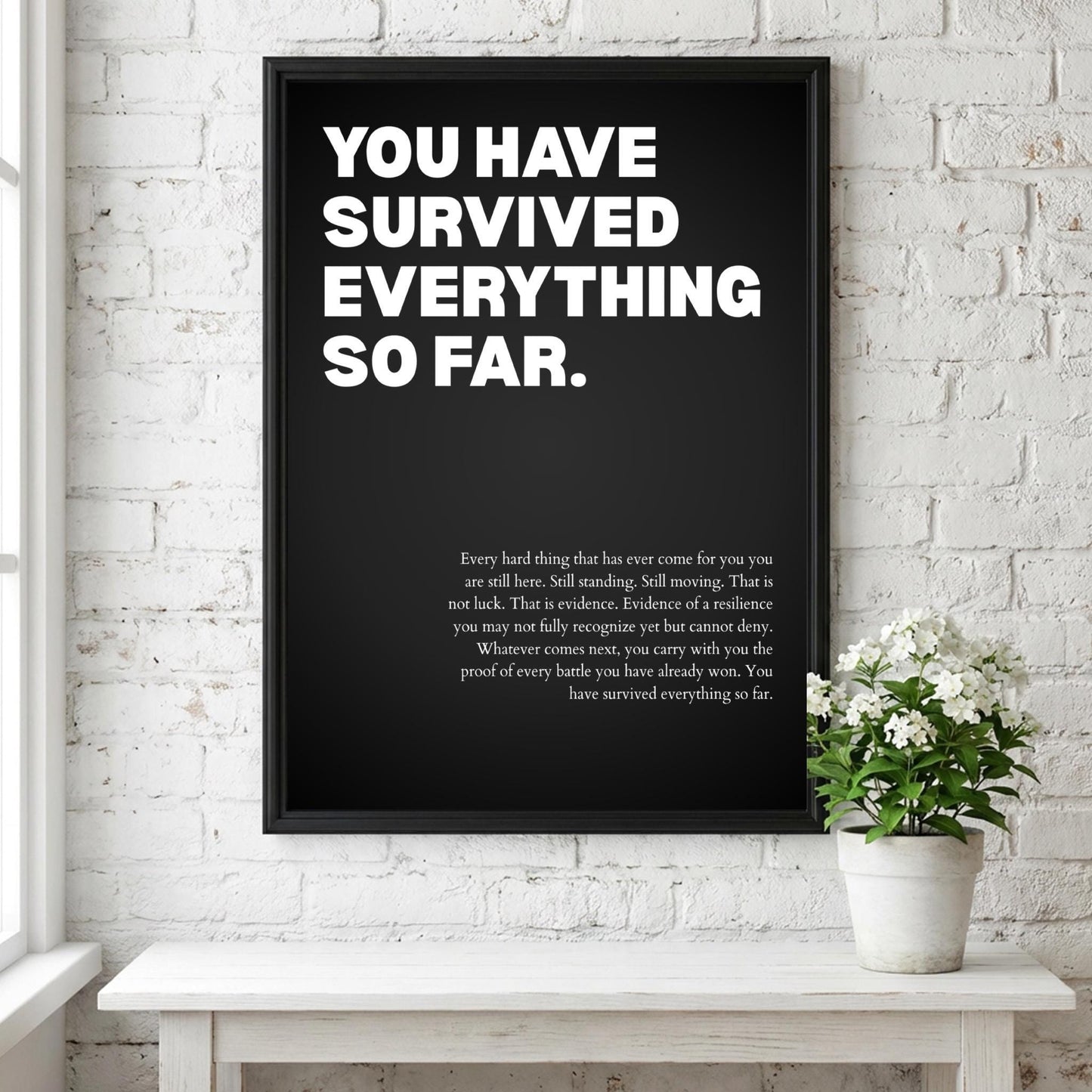 ou Have Survived Everything So Far Poster | Powerful Motivational Wall Art | Resilience Quote