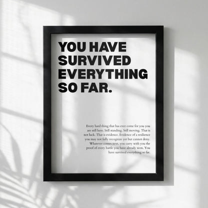You Have Survived Everything So Far Poster | Powerful Motivational Wall Art | Resilience Quote