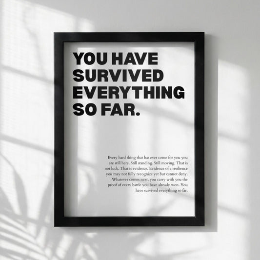 You Have Survived Everything So Far Poster | Powerful Motivational Wall Art | Resilience Quote